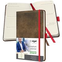 Sigel Tagebuch 2355 2023 DIN A5 1 Woche/2 Seiten Kunststoff, Papier 4 Sprachen (Deutsch, Englisch, Französisch, Niederländisch) Braun