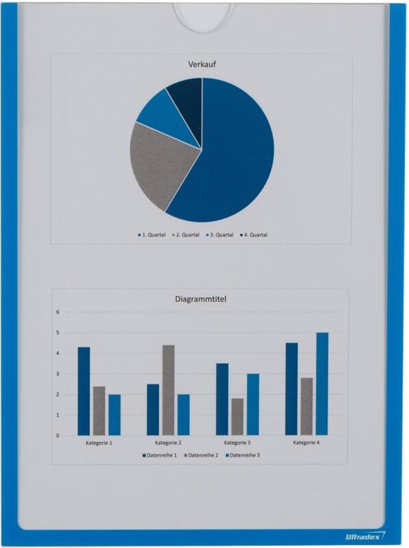 Ultradex A4 Inforahmen Magnetisch Blau Kunststoff 920507 22,5 (B) x 30,2 (H) cm 5 Stück