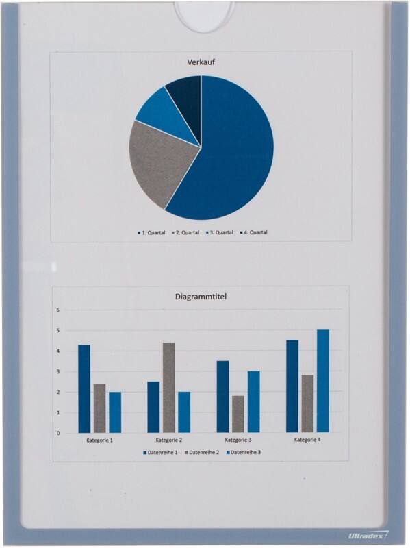 Ultradex A4 Inforahmen Magnetisch Grau Kunststoff 920509 22,5 (B) x 30,2 (H) cm 5 Stück
