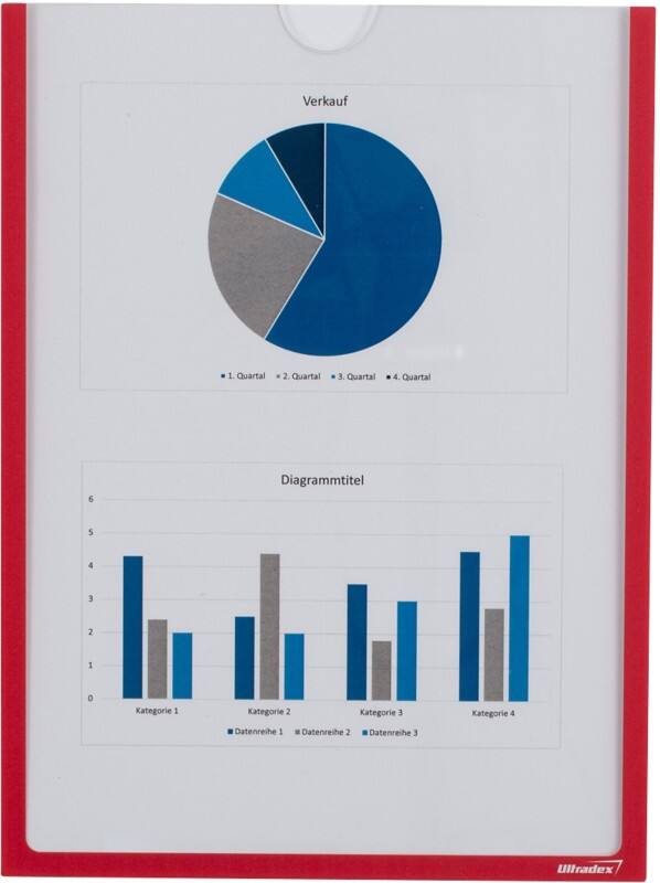 Ultradex A4 Inforahmen Magnetisch Rot Kunststoff 920505 22,5 (B) x 30,2 (H) cm 5 Stück