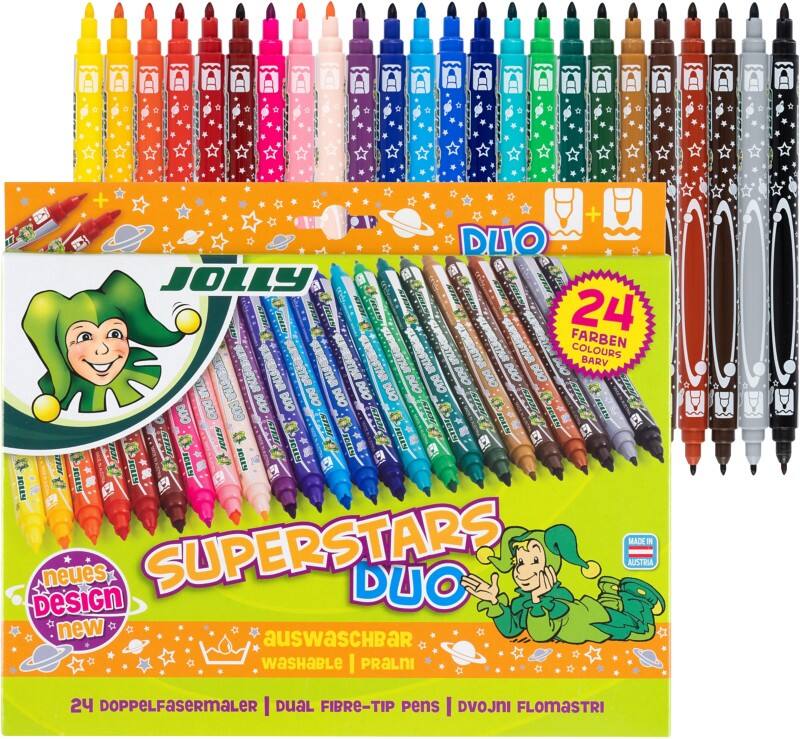 Jolly Superstar Duo Fasermaler Färbig sortiert 4425-0002 24 Stück