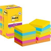 Post-it Carnival Collection Super Sticky Haftnotizen Quadratisch 76 x 76 mm Blanko Färbig sortiert 654-SSCARN-P8+4 90 Blatt Vorteilspack 8 + 4 Gratis