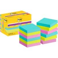 Post-it Super Sticky Haftnotizen 622-12SS-COS 47,6 x 47,6 mm 90 Blatt pro Block Grün, Rosa, Türkis Quadratisch Unliniert 12 Stück