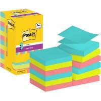 Post-it Cosmic Colours Super Sticky Z-Notes Quadratisch 76 x 76 mm Blanko Färbig Sortiert R330-SSCOS-P8+4  90 Blatt Vorteilspack 8 + 4 Gratis