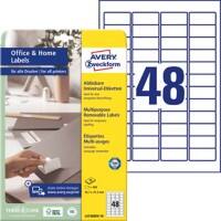 AVERY Zweckform Ablösbare Universaletiketten L4736REV-10 Selbsthaftend A4 Weiß 4,57 x 32,7 x 2,12 cm 10 Blatt à 48 Etiketten