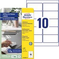 AVERY Zweckform Ablösbare Universaletiketten L4744REV-10 Selbsthaftend A4 Weiß 9,6 x 32,7 x 5,08 cm 10 Blatt à 10 Etiketten
