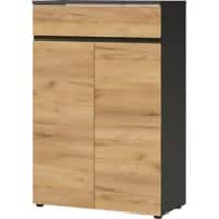 GERMANIA Aktenschrank mit 2 Türen und 1 Schublade 4265-549 GW-Lissabon 80 x 40 x 120 cm Melamin Dunkelgrau, Eiche