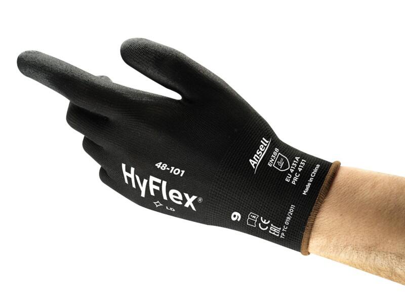Ansell HyFlex Mechanical Protection Mehrweg Arbeitshandschuhe PU (Polyurethan) Größe 10 Schwarz 12 Paar