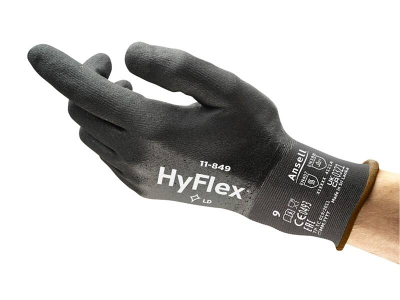 Ansell HyFlex Mechanical Protection Mehrweg Arbeitshandschuhe Schaum, Nitril Größe 8 Schwarz 12 Paar