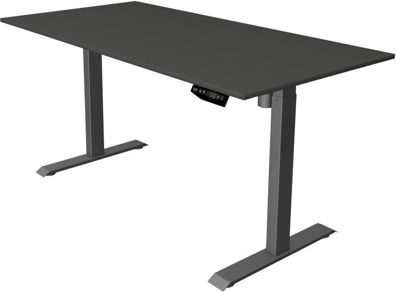Kerkmann Move 1 Sitz-Stehschreibtisch Rechteckig Anthrazit T-Fuß 1.600 (B) x 800 (T) x 1.230 (H) mm Melamin, Stahl