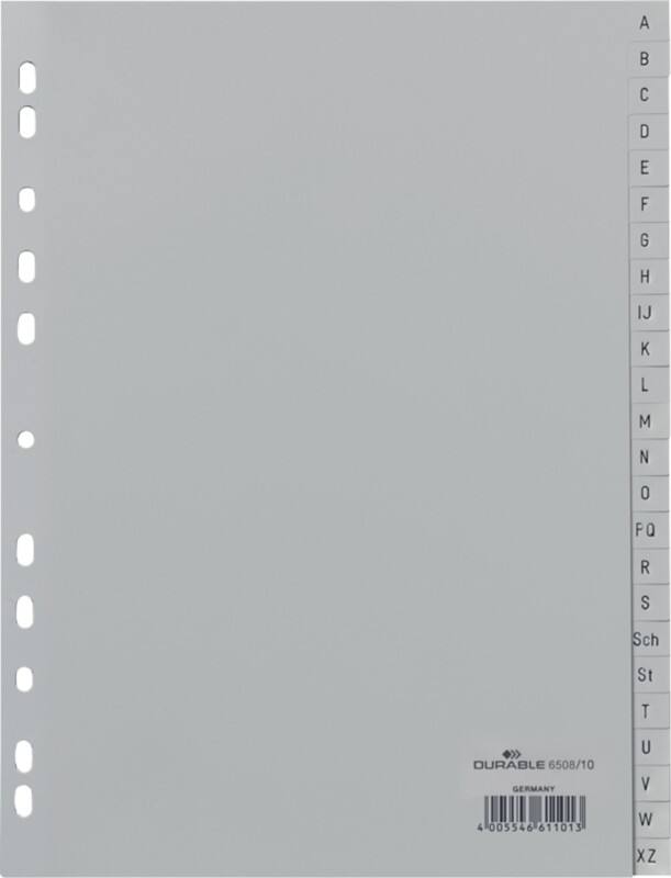 DURABLE A - Z Alphabetische Register DIN A4 Grau 24-teilig PP (Polypropylen) 11 Löcher 6508