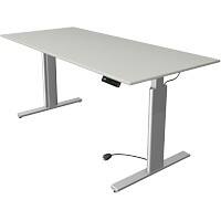 Kerkmann Move 3 Tube Sitz-Stehschreibtisch Rechteckig Hellgrau T-Fuß 1.800 (B) x 800 (T) x 1.200 (H) mm