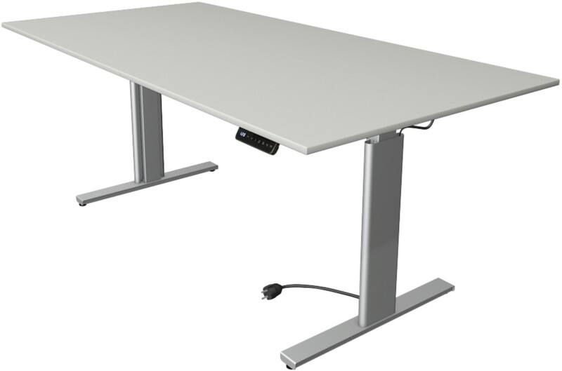 Kerkmann Move 3 Tube Sitz-Stehschreibtisch Rechteckig Hellgrau T-Fuß 2.000 (B) x 1.000 (T) x 1.200 (H) mm