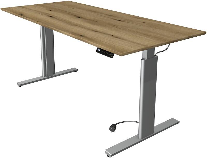 Kerkmann Move 3 Tube Sitz-Stehschreibtisch Rechteckig Eiche T-Fuß 1.800 (B) x 800 (T) x 1.200 (H) mm