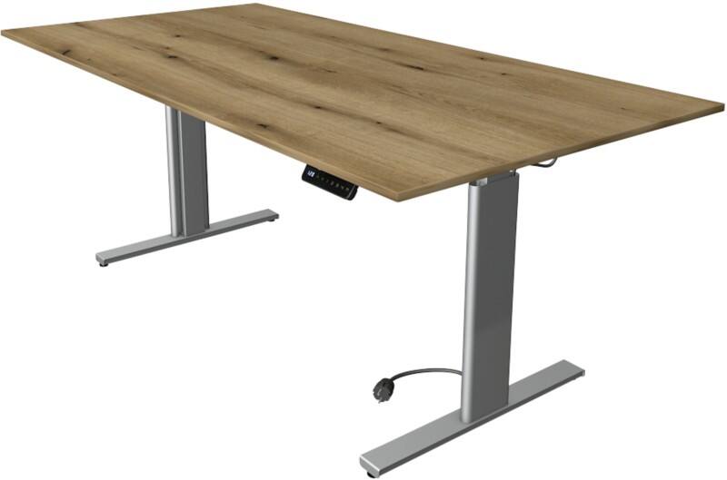 Kerkmann Move 3 Tube Sitz-Stehschreibtisch Rechteckig Eiche T-Fuß 2.000 (B) x 1.000 (T) x 1.200 (H) mm