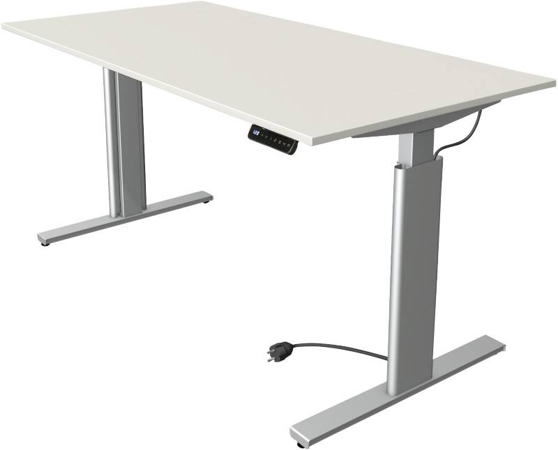 Kerkmann Move 3 Tube Sitz-Stehschreibtisch Rechteckig Weiß T-Fuß 1.600 (B) x 800 (T) x 1.200 (H) mm