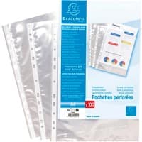 Exacompta Klarsichthüllen DIN A4 Glasklar Transparent 0,06 mm PP (Polypropylen) Oben 5200E 100 Stück