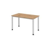 Hammerbacher Höhenverstellbarer gerader Schreibtisch mit 4 Füßen Express Q Eiche, Silber 1.200 x 672 x 685 - 810 mm