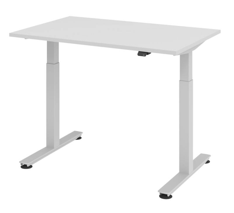 Hammerbacher XMST VXMST Elektrisch Höhenverstellbar Sitz-Stehschreibtisch Grau T-Fuß 1.200 (B) x 800 (T) x 1.200 (H) mm Spanplatte, Stahl