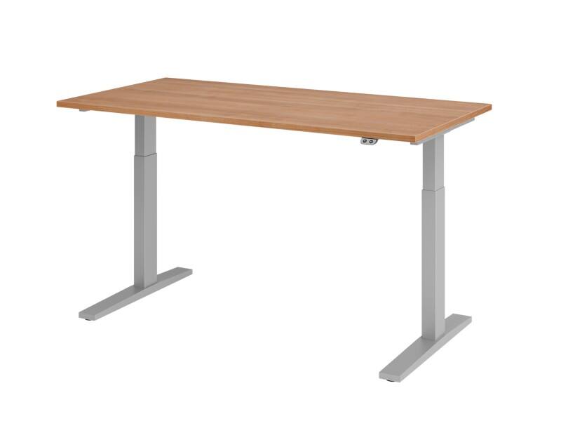 Hammerbacher VXMKA Sitz-Stehschreibtisch Walnuss C-Fuß 1.600 (B) x 800 (T) x 1.200 (H) mm Spanplatte, Stahl