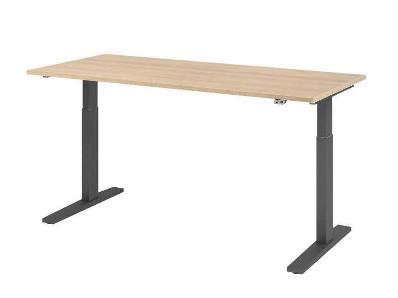 Hammerbacher VXMKA Sitz-Stehschreibtisch Eiche C-Fuß 1.800 (B) x 800 (T) x 1.200 (H) mm Spanplatte, Stahl