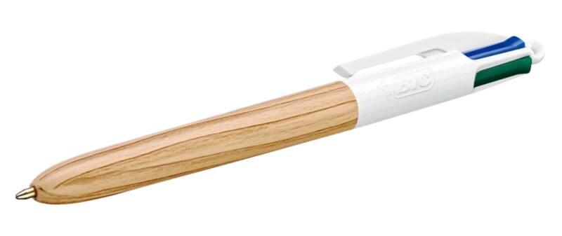 BIC 4 Colours Wood Einziehbar Kugelschreiber Mehrfarbig 0.4 mm Mittel Kugelschreiber Nachfüllbar
