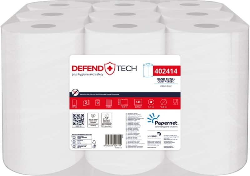 Papernet Defend Tech Papierhandtücher Blau 2-lagig 50 m 402414 9 Rollen à 143 Blatt