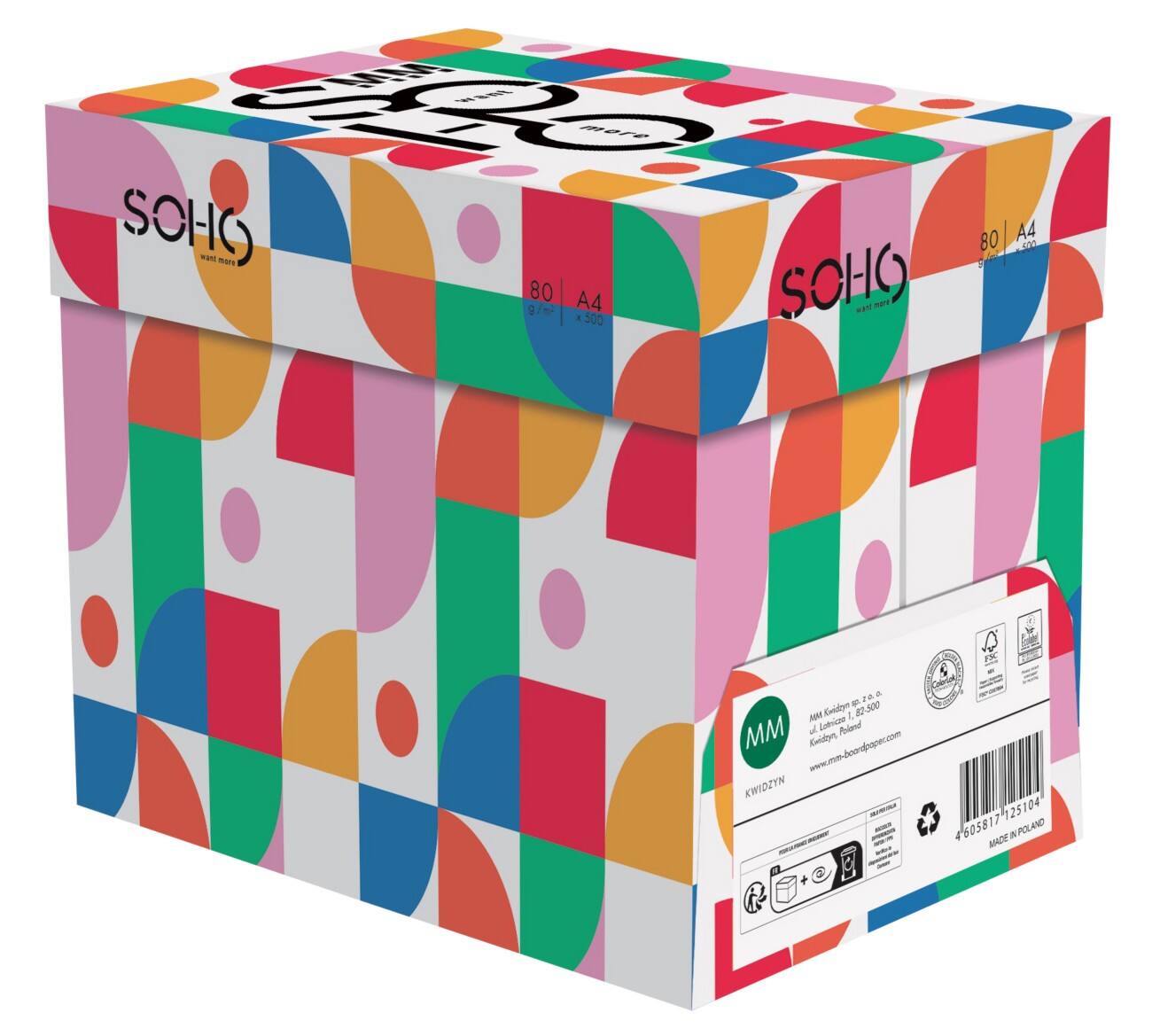 MM SOHO DIN A4 Druckerpapier 80 g/m² Weiß 5 Pack à 500 Blatt