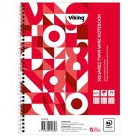Viking Notizbuch DIN A5+ Kariert Doppeldraht Seitlich gebunden Papier Softcover Rot Perforiert 160 Seiten 5 Stück