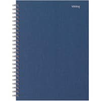 Viking Notizbuch DIN A5+ Kariert Doppeldraht Seitlich gebunden Papier Hardback Marineblau Perforiert 160 Seiten