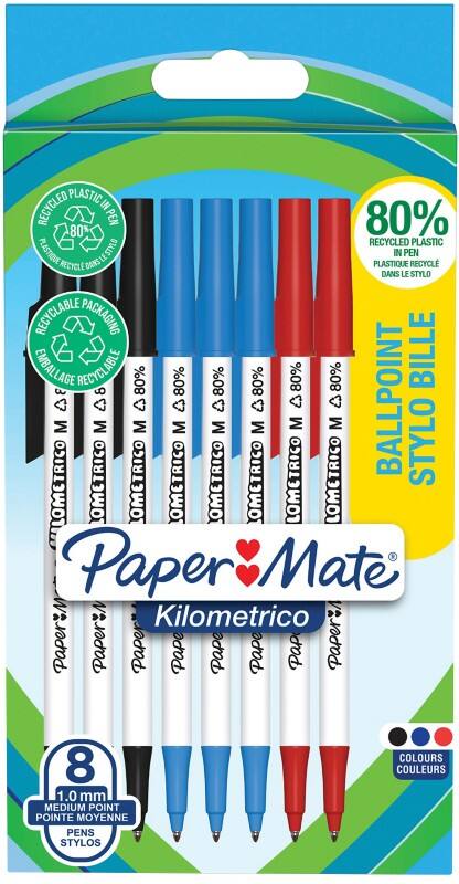 Papermate Kilometrico Kugelschreiber Färbig sortiert Mittel 0.7 mm 8 Stück