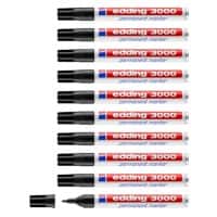 edding 3000 Permanentmarker 100% Recycelt Mittel Rundspitze 1,5 - 3 mm Schwarz Nachfüllbar Wasserbeständig 10 Stück