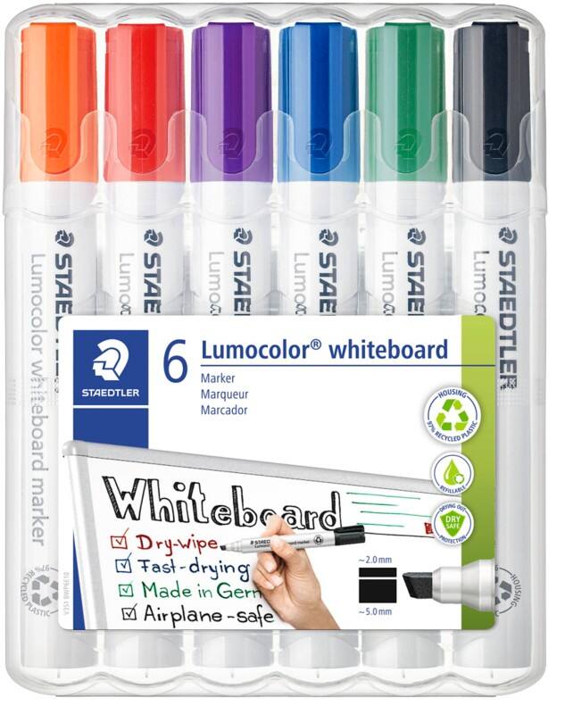 STAEDTLER Lumocolor Whiteboard Marker Färbig sortiert Keilspitze 5 mm 6 Stück