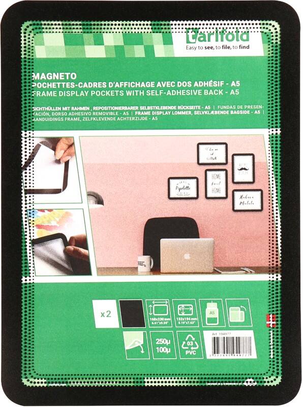 Djois Magneto A5 Inforahmen Magnetisch Schwarz Haftend PP, PVC 194977 16,8 (B) x 0,2 (T) x 23 (H) cm 2 Stück