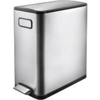EKO Edelstahl Treteimer 20 L 25 (B) x 37,5 (T) x 46,5 (H) cm Silber