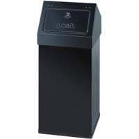 DutchDesign Carro-Push Papierkorb 55 L Schwarz Pulverbeschichtetes Aluminium