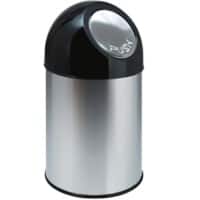 V-PART Push-Mülleimer mit Druckdeckel Edelstahl 30 L 54 cm (H) Silber