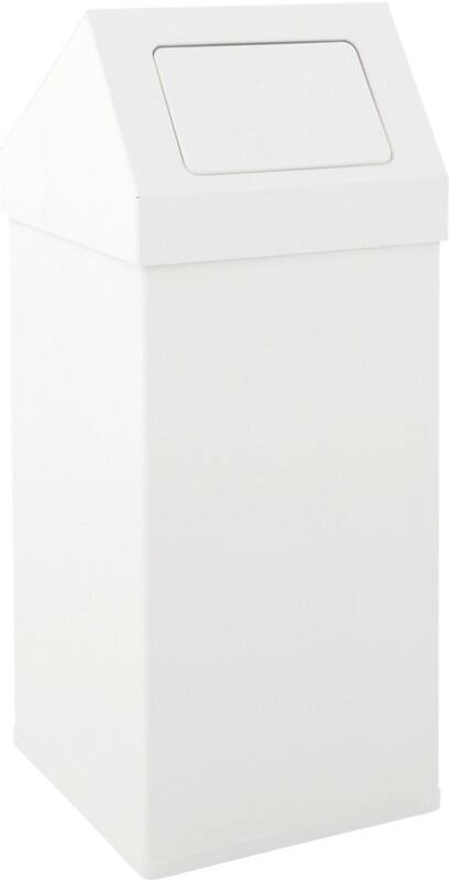DutchDesign Push-Mülleimer mit Druckdeckel Pulverbeschichtetes Aluminium 55 L 30 (B) x 30 (T) x 77 (H) Weiß