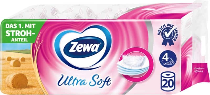 Zewa Ultra Soft Toilettenpapier 4-lagig Weiß 20 Rollen à 150 Blatt