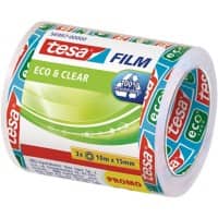 tesa Klebeband tesafilm Eco & Clear Transparent 15 mm (B) x 15 m (L) Polypropylene (PP) 3 Stück