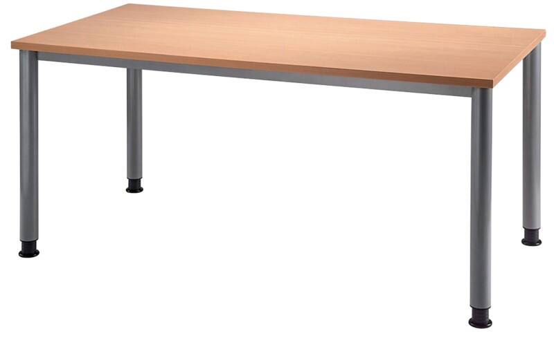 Hammerbacher H-Serie VHS Höhenverstellbar Schreibtisch Buche 4 Metallfüße 1.600 (B) x 800 (T) x 810 (H) mm Spanplatte, Stahl