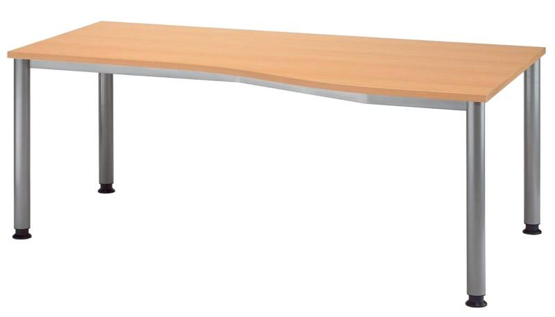 Hammerbacher H-Serie VHS Höhenverstellbar Schreibtisch Buche 4 Metallfüße 1.800 (B) x 1.000 (T) x 810 (H) mm Spanplatte, Stahl