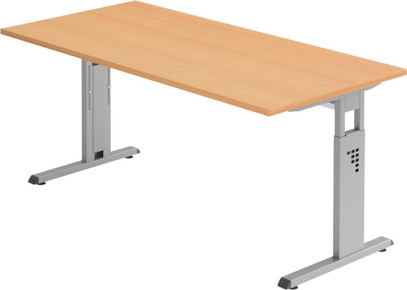Hammerbacher B-Serie VOS Höhenverstellbar Schreibtisch Buche C-Fuß 1.600 (B) x 800 (T) x 850 (H) mm Spanplatte, Stahl