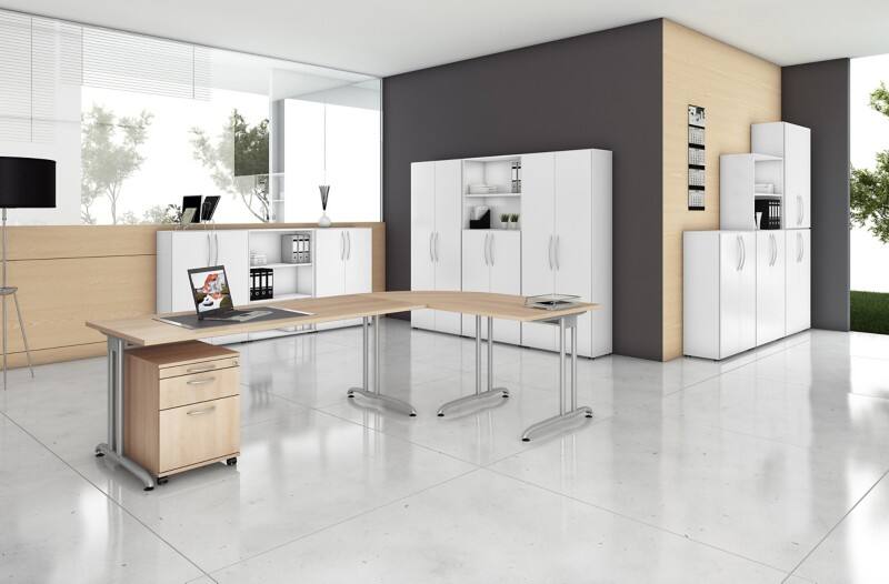 Hammerbacher VBS Schreibtisch Ahorn C-Fuß 800 (B) x 800 (T) x 740 (H) mm Spanplatte, Stahl