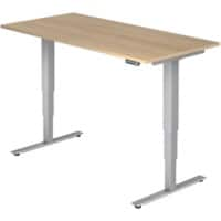 Hammerbacher Sitz-Stehschreibtisch XDSM Eiche, Silber 1.600 x 800 x 800 x 620 - 1.270 mm