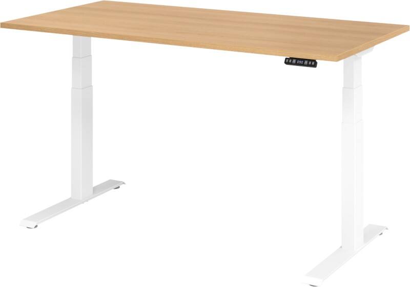 Hammerbacher VXDKB Elektrisch Höhenverstellbar Sitz-Stehschreibtisch Eiche C-Fuß 1.600 (B) x 800 (T) x 1.290 (H) mm Spanplatte, Stahl