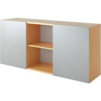 Hammerbacher Schiebetürenschrank Spanplatte 1 Fachboden 1.600 x 420 x 748 mm Buche Braun, Silber