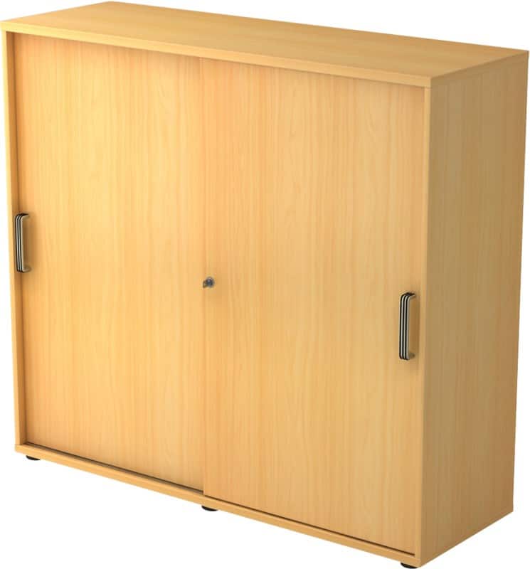 Hammerbacher Schiebetürenschrank Spanplatte 2 Fachböden abschließbar 1.200 x 400 x 1.100 mm Buche Braun