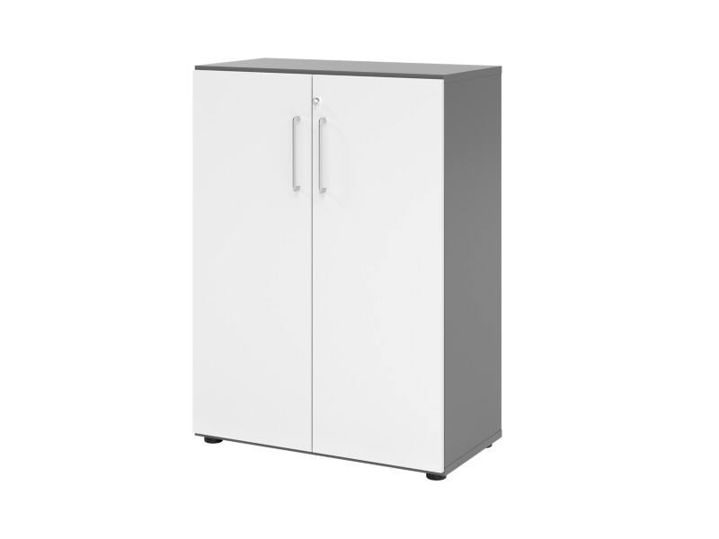 Hammerbacher Schrank Spanplatte 2 Fachböden abschließbar  Graphit, Weiß