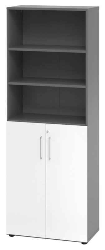 Hammerbacher Spanplatte Schrank 5 Fachböden  Graphit, Weiß